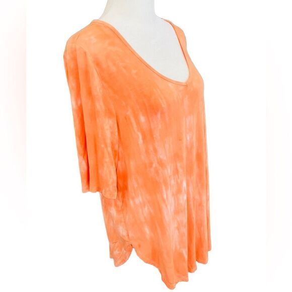 Torrid Orange/white tie dye Super Soft Knits v neck tunic top size 2, 18-20, 2X - Picture 5 of 7
